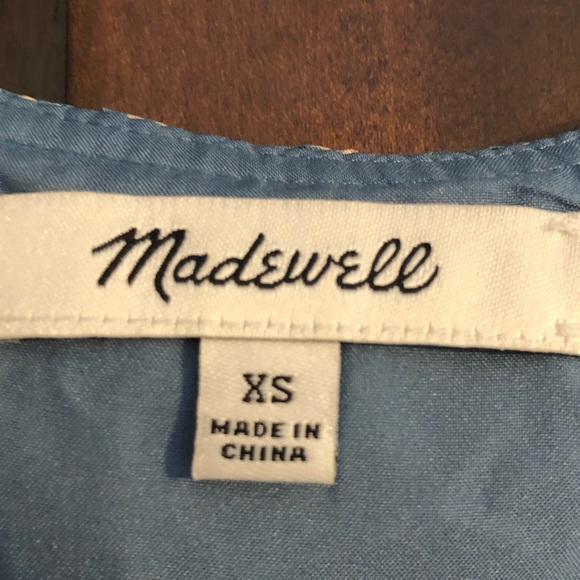 Madewell Silk Ruffle Mini Floral Dress Blue Size XS - Picture 3 of 10